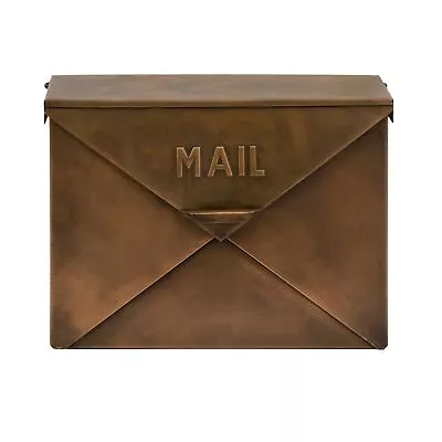 Envelope Shaped Wall Mount Metal Mail Box Copper • $62.83