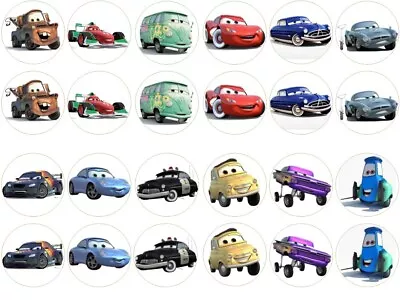 24 X Disney Cars Cake Toppers Edible Wafer Paper • £1