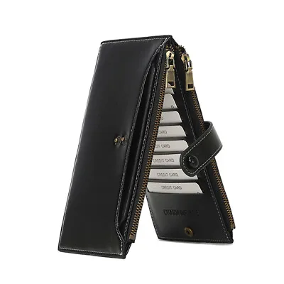 Large Capacity Leather Women Men Wallet Envelope Bag Phone Card Holder Best Gift • $9.89