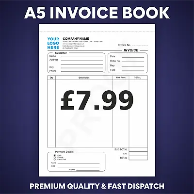 Personalised A5 Duplicate Invoice Book • Order Book • NCR Pad • Receipt Pad • £15.75