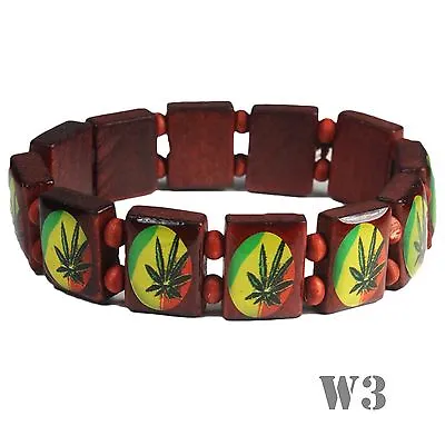 Rasta Laquer Finish Ganja Leaf Bracelet Hippie Reggae Jamaica One Love Bob IRIE • $9.99