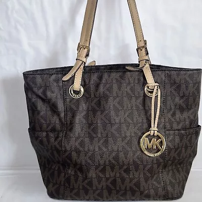 MICHAEL KORS Women's Jet Set Item MK Signature EW Tote Bag Brown Gold (A8) • $50