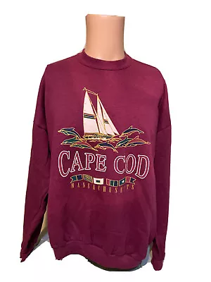 DISTRESSED Vintage 90’s Cape Cod Massachusetts Dolphins Sailing Sweatshirt Sz XL • $19.99