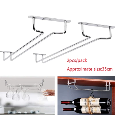 $20.99 • Buy 2Pcs Bar Kitchen Wine Glass Rack Stainless Steel Under Cabinet Stemware Holder A