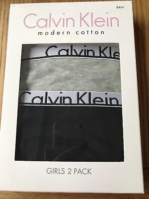 Calvin Klein Girls 2 Pack 8-10 Years - Bikini Grey Heather/black • £14