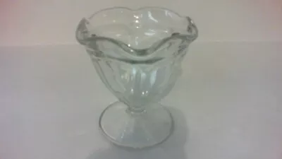Ice Cream Sundae Parfait Dish Footed Tulip Design 4  Tall Clear Glass Vintage • $7.49