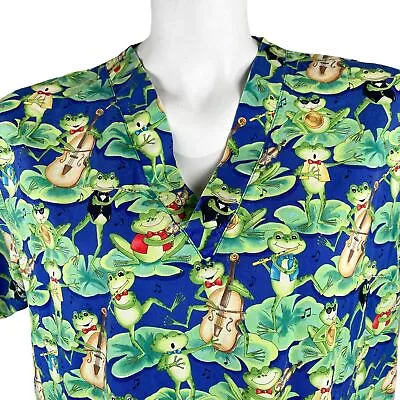 Med Gear Frogs Musical Band Lily Ponds Large Scrub Top • $16.99