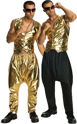 MC HAMMER VANILLA ICE GOLD BLACK RAPPER 80s PARACHUTE PANTS FANCY DRESS COSTUME • £27.46