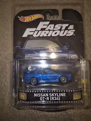 Hot Wheels Nissan Skyline Gtr R34 Fast & Furious Retro Entertainment W Protector • $35