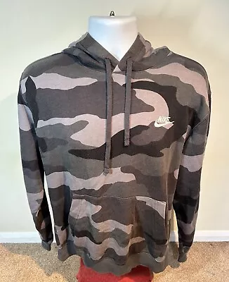 Nike Sportswear Club Camo Pullover Dark Camouflage Hoodie Mens Size Medium • £25