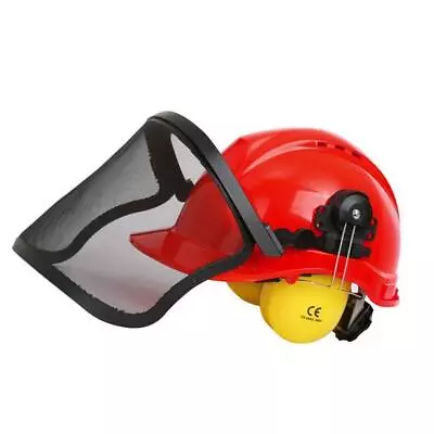  Safety Helmet Hard Hat With Visor Face & Ear Protection Chainsaw Brushcutter • £20.99