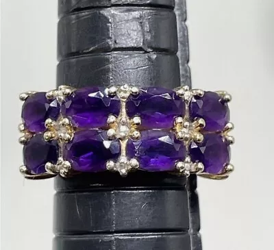 Vtg Purple Stone Vermeil Sterling Silver Ring Size 4.5 Amethyst Spinel Unknown • $38