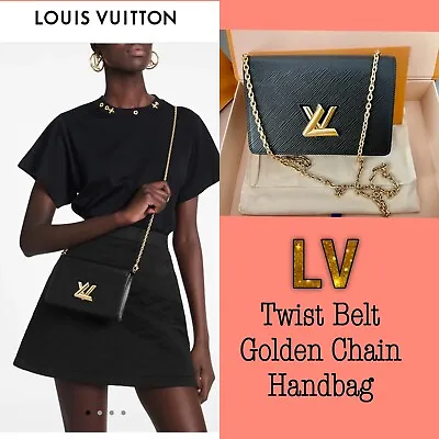 $2500 • Buy Louis Vuitton Twist Bell Gold Chain Wallet