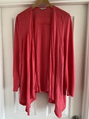 £9.99 • Buy Monsoon Linen Blend Dark Coral Open Cardigan Size Large Women 