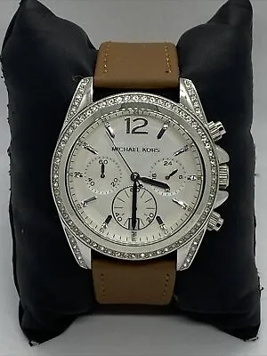 Michael Kors Pressley MK5834 Womens Brown Leather Analog Dial Quartz Watch EY301 • $59.99