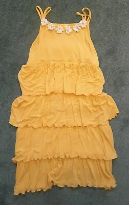 Girls Ruffled Sundress Size 10 Yellow With Daisies At Neckline • $8