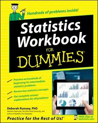 Statistics Workbook For Dummies - Paperback 0764584669 Deborah J Rumsey • $4.20