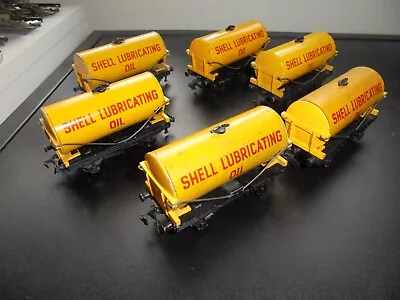 6x Hornby Dublo  - SHELL LUBRICATING OIL Tank Wagons - OO Gauge - 2/3 Rail • £17.99