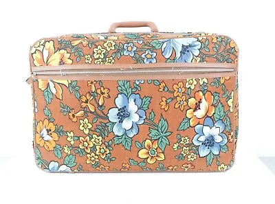 Vintage 70s Mid Century Modern MCM All Over Floral Print Handled Luggage Bag USA • $78.36