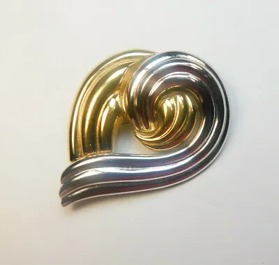 Vintage Signed Monet Gold & Silver Tone Heart Pin / Brooch • $18