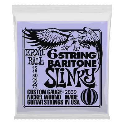 Ernie Ball 2839 Baritone Slinky Nickel Wound Elec Guitar Strings Gauges 13-72 • $10.99