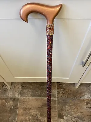 Walking Stick Women Ladies Men Derby Copper Red Black Sparkly Glitter Colourful • £39.99