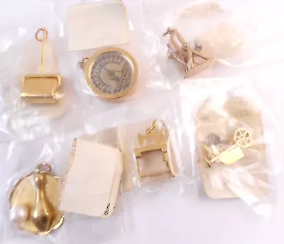 Vtg LOT Of 6 NOS Gold Filled Charms Articulated Thermometer Swing Set Sewing • $43.99