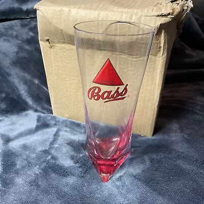 Bass Ale Beer Vintage Rose Colored Pint Glass With Triangular Base Lot  Of 4 • $6