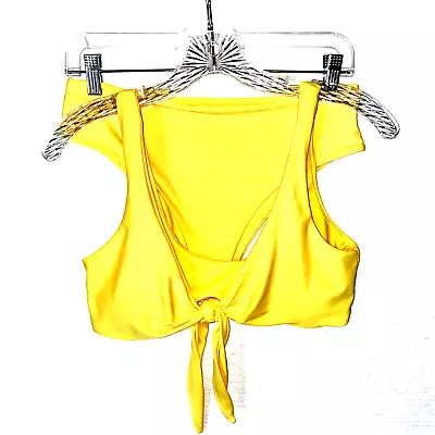 ZAFUL 2 Piece Swimwear Tie Front Bikini Top Hipster In Bright Yellow SZ M 6 • $15