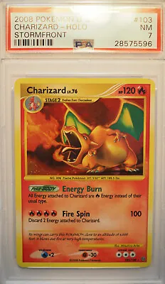 $86 • Buy 2008 Pokemon Charizard 103/100 Stormfront Foil PSA 7 NM Near Mint