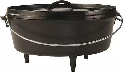 6 Quart Pre-Seasoned Cast Iron Camp Dutch Oven With Lid - Dual Handles - Use In  • $112.99