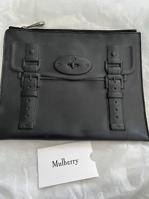 Mulberry Black Leather Clutch Bag Purse Document Holder Passport Travel Make Up • £99