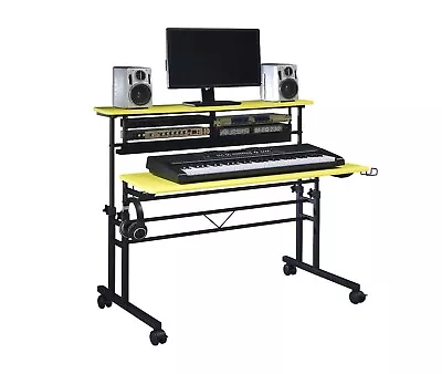 Musiea Sit And Stand Music Studio Desk Workstation With 2x3U Rack (Yellow) • $199