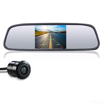 HD Mini Flush Mount Car Backup Camera Rear View Night Vision 5  Mirror Monitor • $32.99