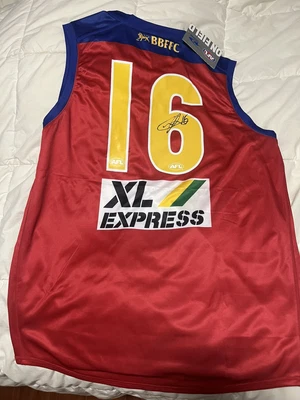 $100 • Buy Brisbane Lions Guernsey Cam Rayner Signed 2XL New With Tags NO COA