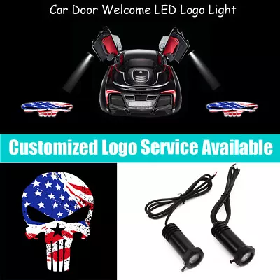 2x US American Flag Punisher Logo Car Door Welcome LED Light Projector • $18.03