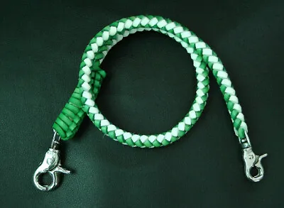 Handmade Wallet Chain - Biker Chain Genuine Leather Green - White 8 Mm • $32