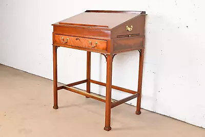Baker Furniture Georgian Carved Mahogany Slant Front Architect's Desk • $3800