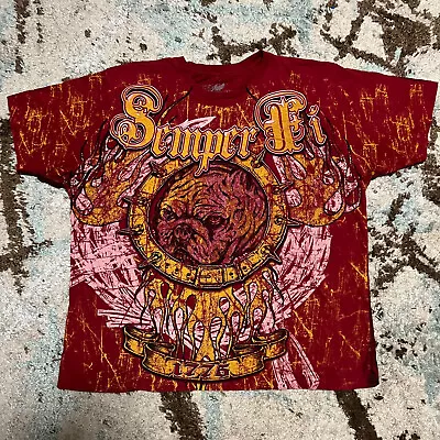 Apprime Marines Semper Fi Bulldog Cyber Y2K Shirt XL Grunge MMA Elite Style • $35