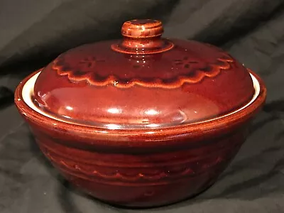 Marcrest Oven Proof Stoneware Daisy & Dot Covered Casserole Dish Bean Pot Medium • $20