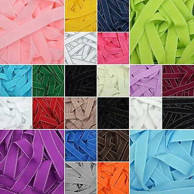 Saddle Stitched Grosgrain Ribbon In 20 Colours - Hair Bows Crafts 10mm 15mm 25mm • £2.29