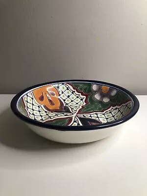 Talavera Plate Bowl 8” Mexican Pottery Folk Art Mendez Heimo Amona Green Red • $20