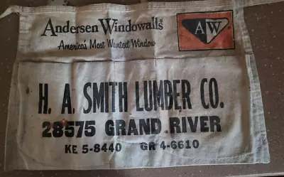 Vtg Vintage H.A. Smith Lumber Co Nail Pouch Carpenter Apron Farmington Mi Canvas • $15