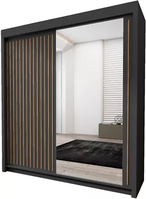 Wardrobe One Side Mirror Sliding Doors Wardrobe Featuring Double Sliding Doors • £449.99