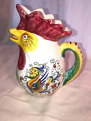 Italy Rooster Pitcher Majolica Pottery  • $18.74