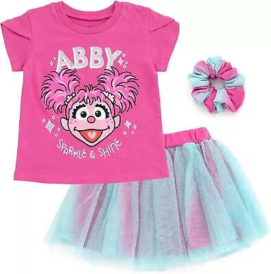 Sesame Street Elmo Abby Cadabby T-Shirt Tulle Skirt And Scrunchie 3 Piece Outfit • $61.97