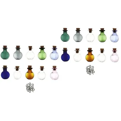 20 Pcs Small Glass Bottles Mini Glass Jars With Cork Stoppers For DIY Art • £9.09