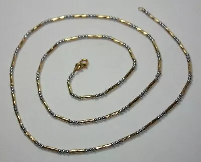 14k Gold Two Tone Barrel And Ball Bead Necklace 24  [121GRA] • $809.99