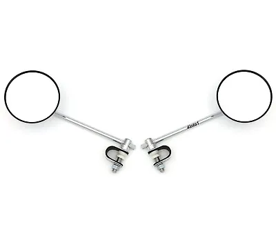 Set Of 2 Universal Chrome 4  Clamp-On Mirrors - 8  Long Stem - Yamaha - 7/8  1  • $24.95