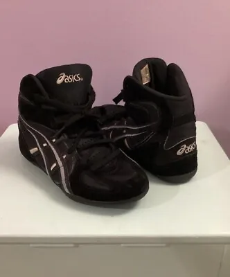 Vintage Asics Split Sole Wrestling Shoes Size 6 Mens Black Silver White JL001 • $60